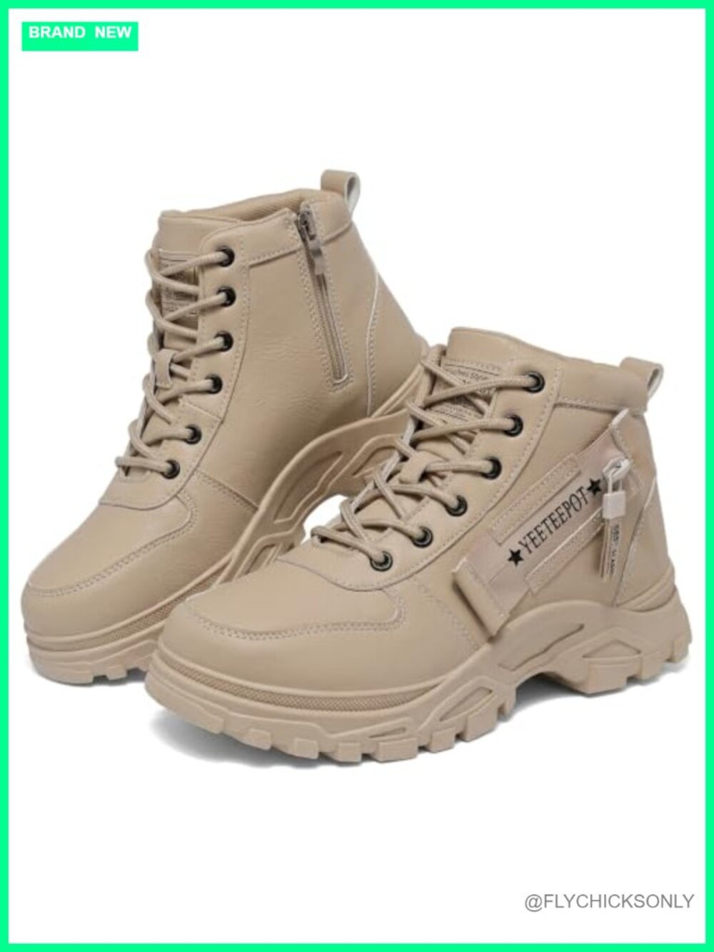 Women's Faux Leather Ankle Boots Lace Up Combat Booties Anti-Slip Sneakers